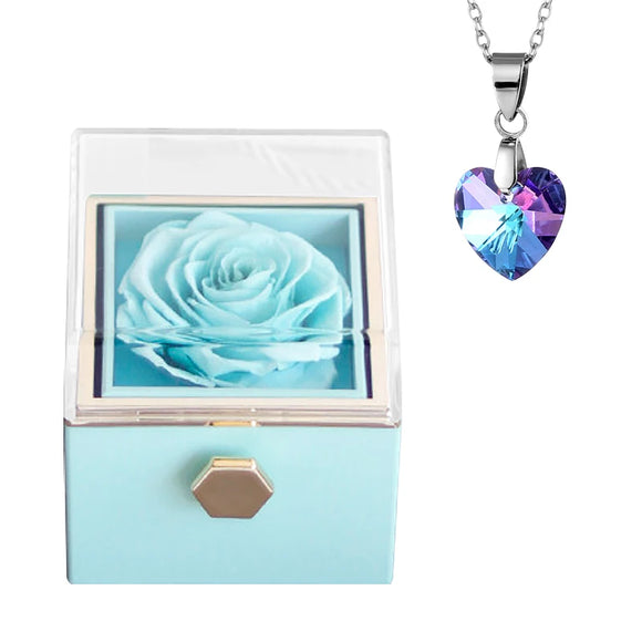For Girlfriend Rotating Eternal Rose Necklace Gift Box Jewelry With Flower