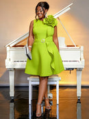 Robe mi-longue sexy grande taille élégante sans manches -7