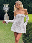 Women's Sexy Mini Dress Lace Off Shoulder Backless Elegant Strapless