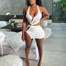 Women's Sexy Mini Dress Elegant Bodycon Stretchy Halter Neck