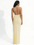 Women's Sexy Maxi Dress Elegant Mesh Deep V Backless Sleeveless Bodycon