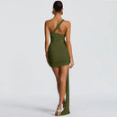 Women's Short Dress Off Shoulder Backless Elegant Ruched Mesh