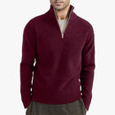 Men’s Sweater Pullover Knit Turtleneck Solid Color Long Sleeve Zipper