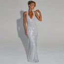 Women's Sexy Long Dress Sequin Elegant  Backless Sleeveless-26