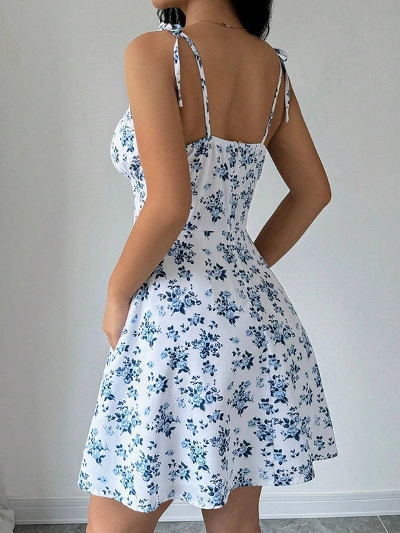 Women's Short Dress Summer Spaghetti Strap Elegant Floral Print