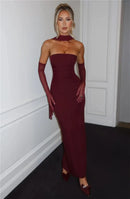 Robe longue sexy élégante à épaules dénudées et dos nu pour soirée-20