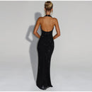 Women's Sexy Long Dress Sequin Elegant  Backless Sleeveless