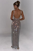 Women's Sexy Long Dress Backless Sequin Sleeveless Elegant Gown-13