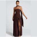 Women's Sexy Maxi Dress Corset Elegant Strapless Backless High Slit