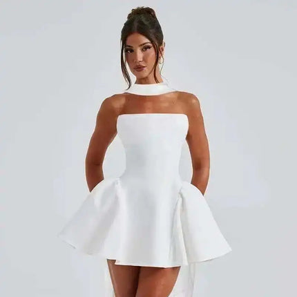 Women's Mini Dress Pleated A-Line Backless Sleeveless Sexy Elegant Gown
