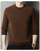 Men’s Sweater Pullover Knitted Warm Thick Chenille Jacquard Round Neck
