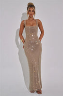 Women's Sexy Long Dress Backless Sequin Sleeveless Elegant Gown-33