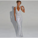 Women's Sexy Long Dress Sequin Elegant  Backless Sleeveless-9