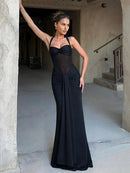 Women's Sexy Maxi Dress Elegant Backless Halter Off Shoulder Gown