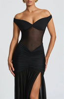 Women's Sexy Dress Elegant Long Deep V Neck Backless Ruched Gown-22