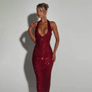 Women's Sexy Long Dress Sequin Elegant  Backless Sleeveless-29
