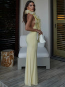 Women's Sexy Maxi Dress Elegant Mesh Deep V Backless Sleeveless Bodycon