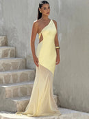 Women's Sexy Maxi Dress One-Shoulder Backless Elegant Sleeveless