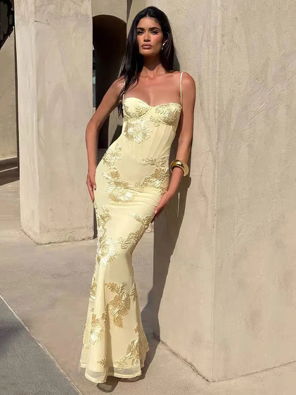 Women's Mermaid Sexy Maxi Dress Elegant Backless Corset Straps