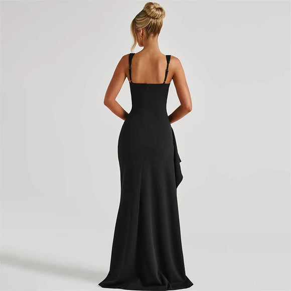 Women's Long Dress Sexy Elegant Spaghetti Straps Backless Split