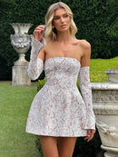 Women's Sexy Mini Dress Lace Off Shoulder Backless Elegant Strapless