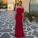 Women's Sexy Long Dress Elegant Off Shoulder Mesh Backless Party