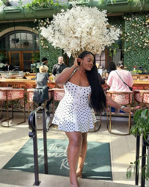 Mini-robe sexy élégante à pois pour femme dos nu sans manches coupe trapèze