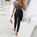 Women’s Jumpsuit Wedding Guest Elegant Sequins One Shoulder Bodycon-12