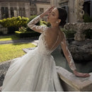 Women’s Mermaid Wedding Dress Elegant Luxury Long Sleeve Tulle Backless Gown
