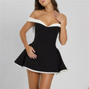 Women's Mini Dress Elegant Strapless Off Shoulder Backless Patchwork-11