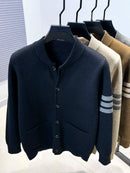 Men’s Premium Knitted Cardigan Long Sleeve Baseball Collar Casual Sweater-18