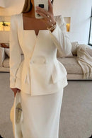 Women's Set Elegant Skirt Two Piece Slim Long Sleeve Suit-8