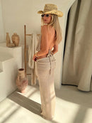 Sexy Knit Sets Backless Wrap Lace-Up Top Chic Elegant Cover-Ups For Women