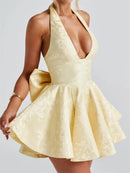 Women's Sexy Mini Dress Sleeveless Halter Lace Up Backless Big Bow-9