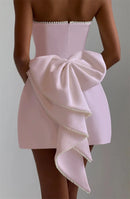 Women's Sexy Short Dress Strapless Beaded Backless Elegant Off Shoulder