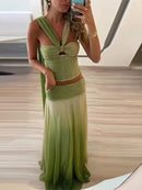 Sexy Set Top and Long Skirt Elegant Chic Summer Outfit for Women