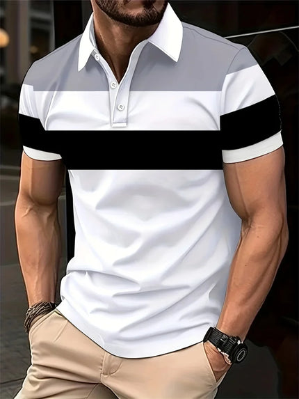 Men's Polo Shirt Elegant Trendy Stitch T Shirt Stretch Comfy Short Sleeves