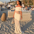 Women's Sexy Long Dress Elegant Off Shoulder Mesh Backless Party