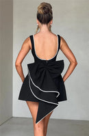 Women's Sexy Mini Dress Big Bows Beads Elegant Backless Sleeveless-8