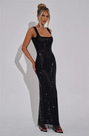 Women's Sexy Long Dress Backless Sequin Sleeveless Elegant Gown-23