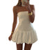 Women's Sexy Mini Dress Puffy Elegant Corset Sleeveless Strapless Solid Color