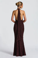 Women’s Dress Elegant Maxi Deep V Neck Backless Sleeveless Draped Ruched-13