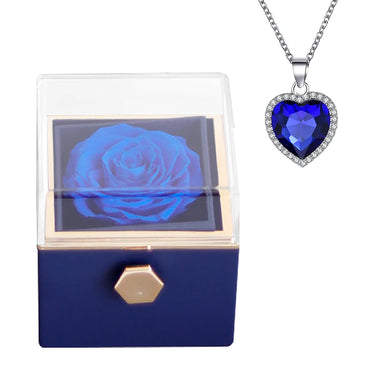 For Girlfriend Rotating Rose Necklace Gift box Jewelry With Flower