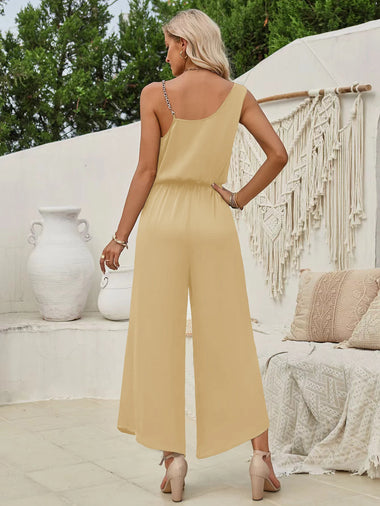 Women's Jumpsuit Elegant Solid Color Suspender Wide Leg Waist Closing
