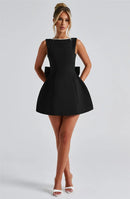 Women's Sexy Mini Dress Big Bows Beads Elegant Backless Sleeveless-10