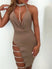 Women's Sexy Mini Dress Halter elegant Backless Bodycon with Slit