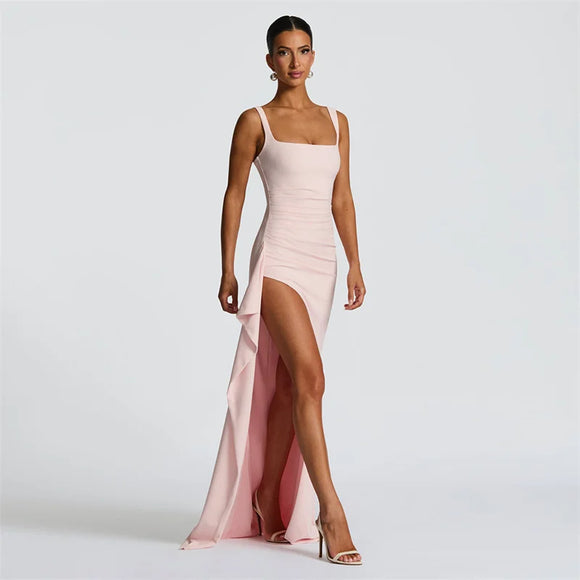 Women's Long Dress Sexy Elegant Spaghetti Straps Backless Split