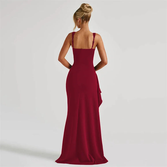 Women's Long Dress Sexy Elegant Spaghetti Straps Backless Split