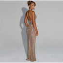 Women's Sexy Long Dress Sequin Elegant  Backless Sleeveless