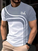 Men's T-Shirt Elegant Striped Outdoor Round Neck Loose Fit